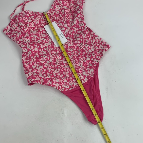 Zara Pink Floral Body Suit Tank Top Style Size Small Adjustable Zip up New NWT - Picture 9 of 16